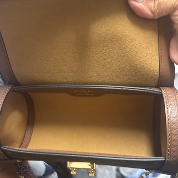 Brown and Gold Monogram Cylinder Clutch - Picture 7 of 10